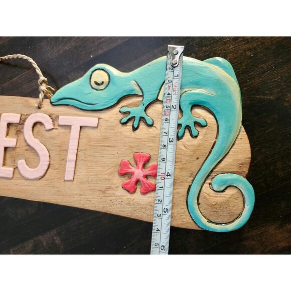 Wood Burned Key West Sign Iguana Lizards Hibiscus Flowers Pool Decor - Picture 6 of 10